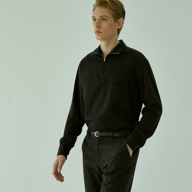 드러그 옴므 울 집업셔츠 블랙 하프집업