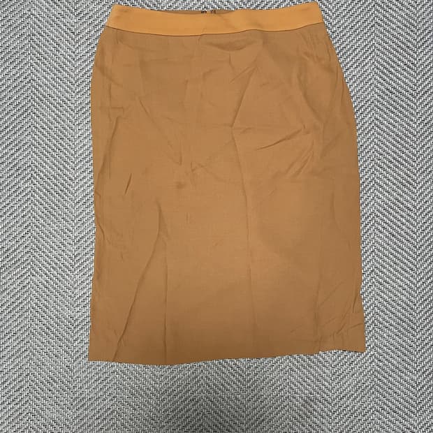 르베이지 카멜색 혼방 미디스커트 정품