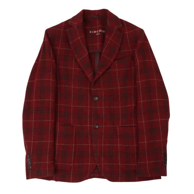 Circolo 1901 치르콜로 레드 체크 버진 울 자켓