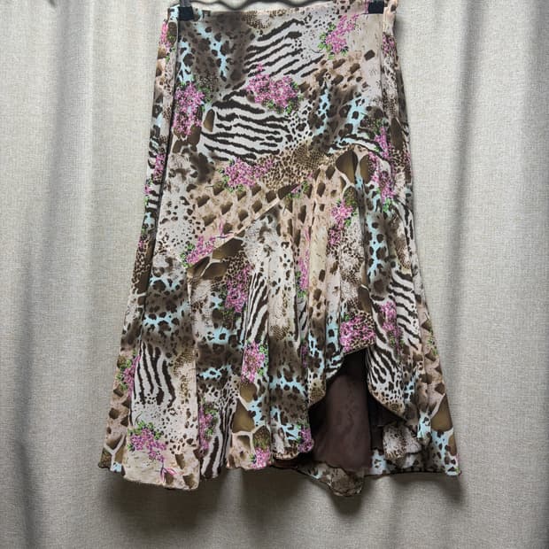 레오파드 지브라 쉬폰 스커트