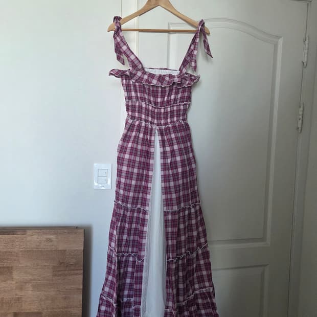 Liz Lisa Doll 자주색 체크 롱 원피스
