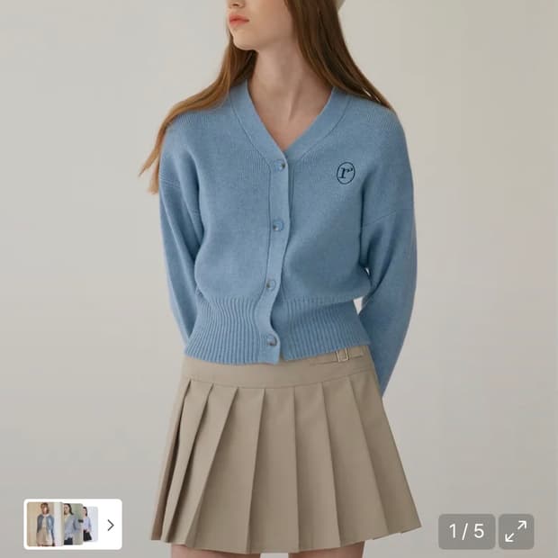 로라로라 버튼 가디건 라이트 블루