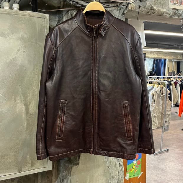 빈티지 소가죽 레더자켓 브라운 100 #csz2386