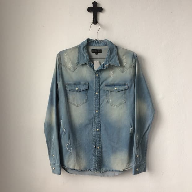 In the attic damage denim shirt