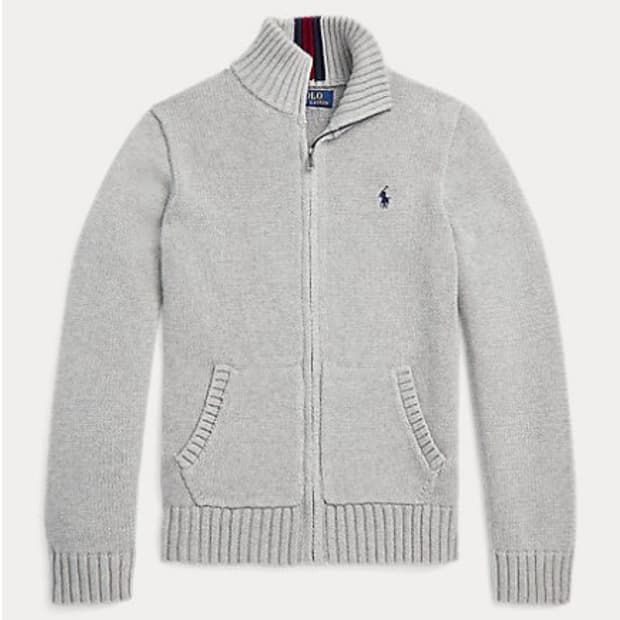 폴로 보이즈 니트집업 그레이 xl