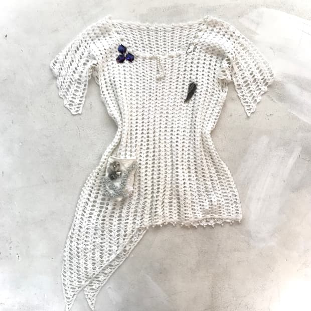 Custom🐾)White&sliver net angelwings top