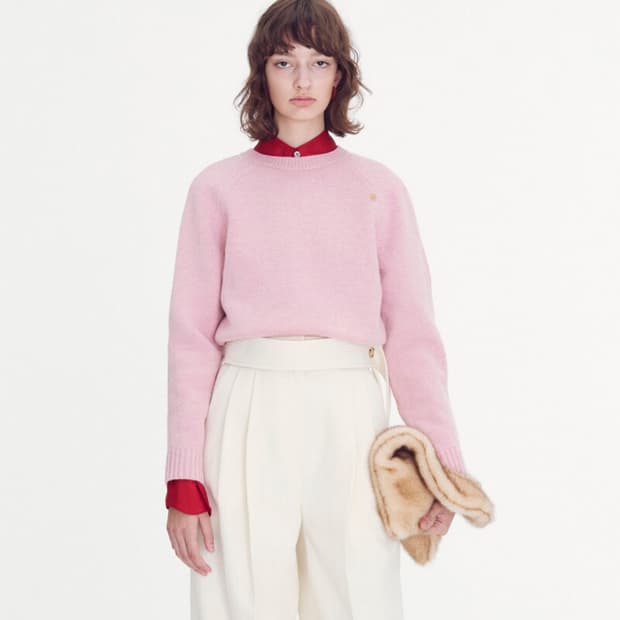 렉토 시그니처 라운드넥 니트 핑크