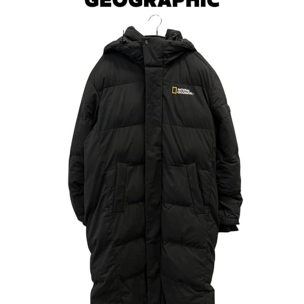 내셔널지오그래픽 덕다운 롱 패딩 자켓 블랙
