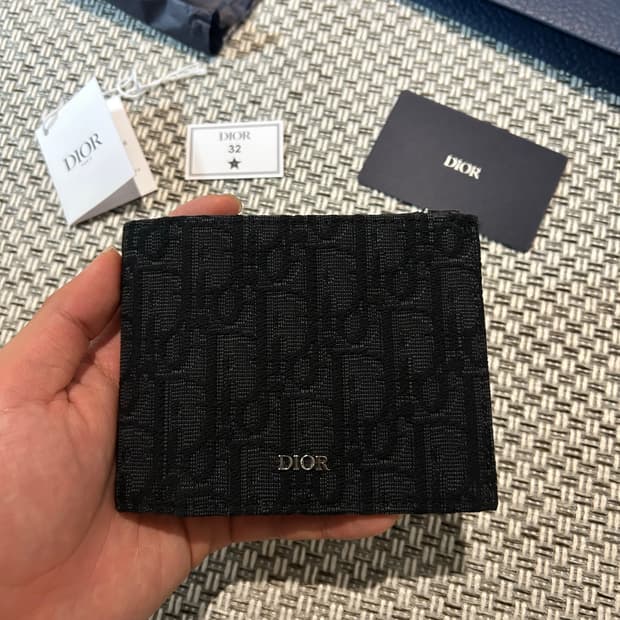 [신형] 디올 오블리크 반지갑 블랙