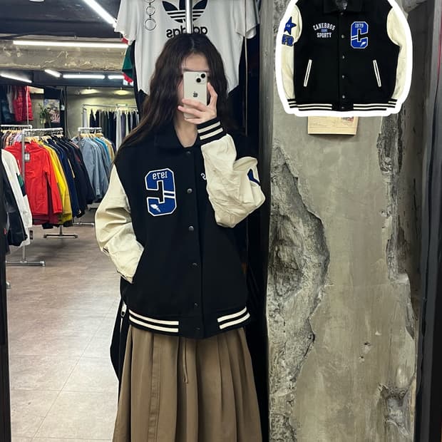 카네브로스 스포츠클럽 바시티 자켓 블랙 L #csz2251 