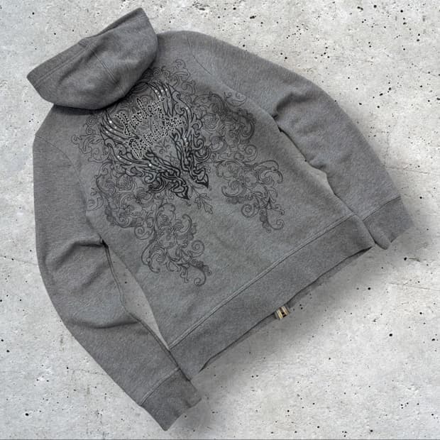 [M] 할리 데이비슨 찡 빈티지 기모 후드집업 그레이 C234