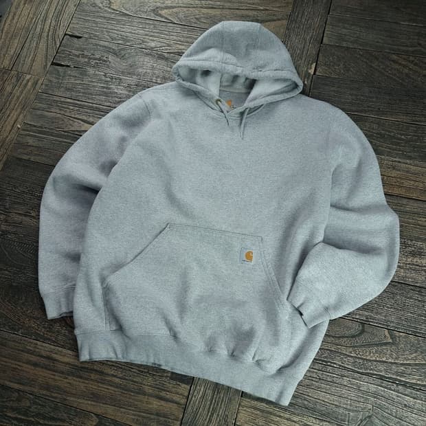 [칼하트] 로고 패치 오버핏 후드티 그레이 M18553