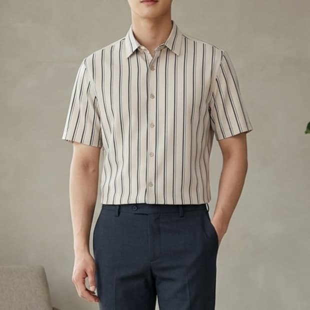 [100]마인드브릿지 스트라이프 반팔 셔츠