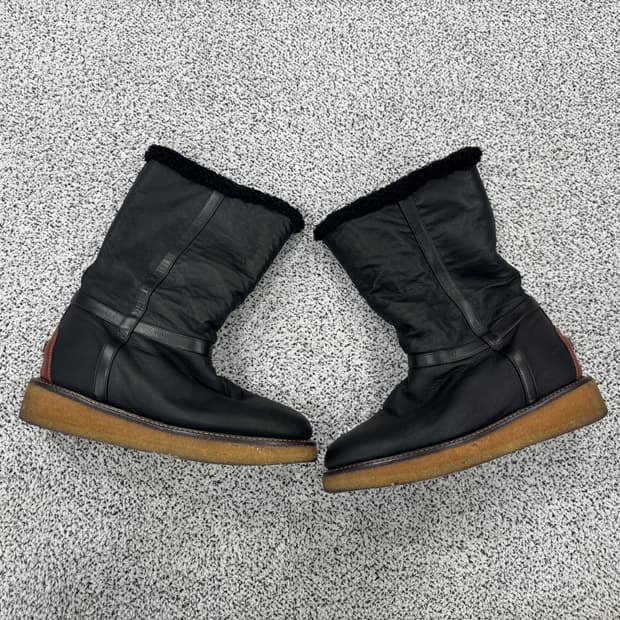 페레가모 Cinisi 레더 어그부츠 