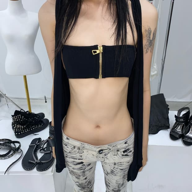 BALMAIN x H&M Knit Gold-Zip cube Top