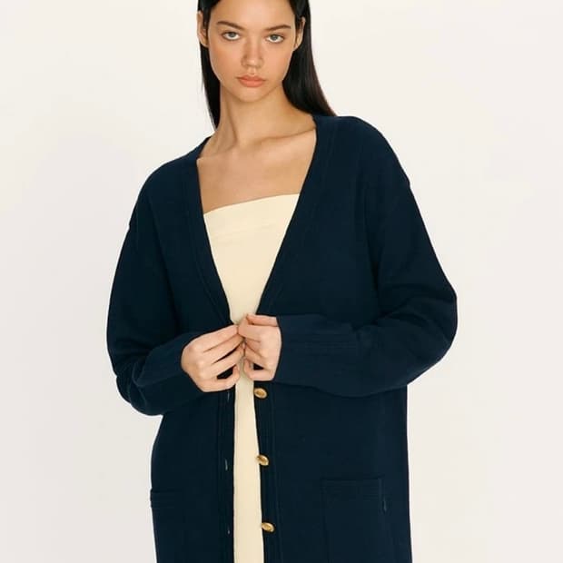 ANDYOU 앤유 HALAWA 브이넥 가디건 네이비