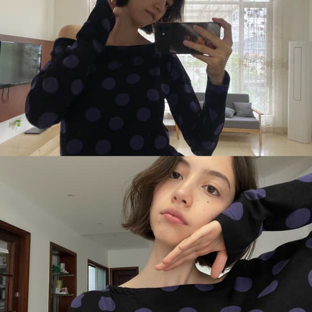 Naturay 퍼플 도트 긴팔