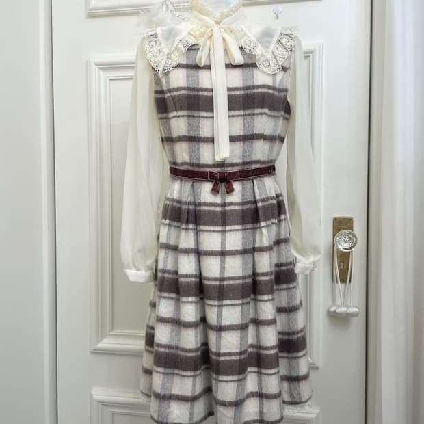 LODISPOTTO ivory pink brown check lace l