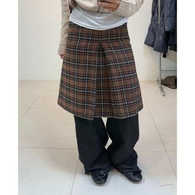빈티지 체크 스커트