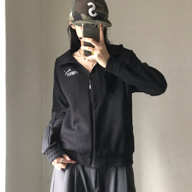 푸마 블랙 큐빅 후드집업