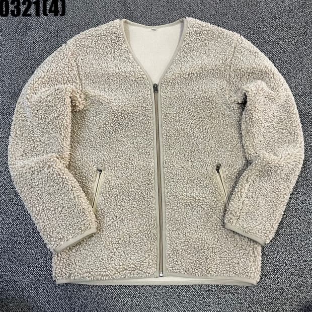 S 유니클로 아이보리 뽀글이 플리스 집업 0321(4)