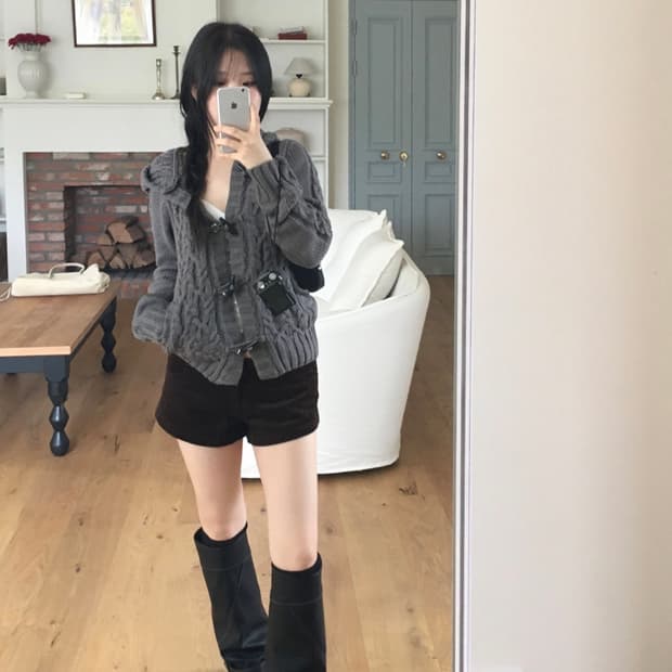 아워캐비넷 duffle hood cardigan