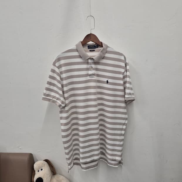 폴로 랄프로렌 스트라이프 커스텀핏 반팔 카라티 XL