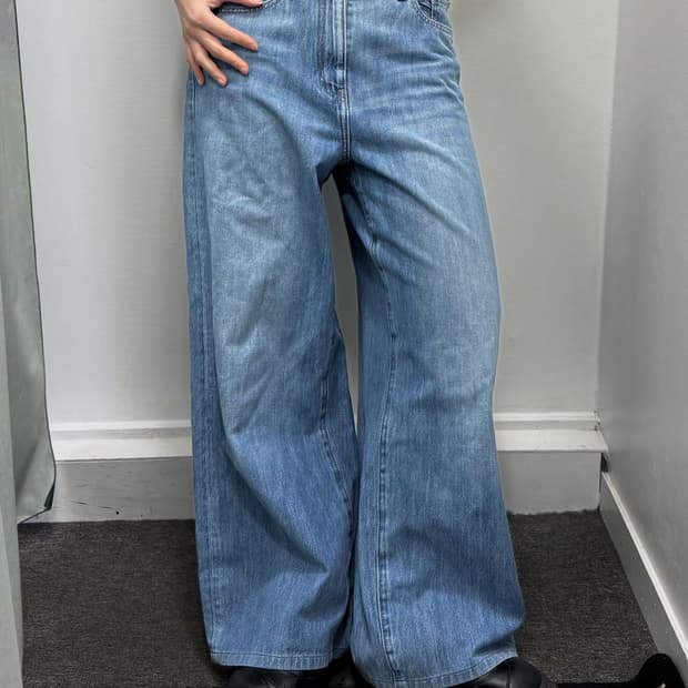 유니클로 연청 와이드 팬츠