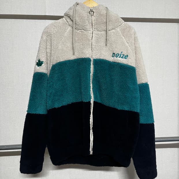 noize 컬러 블록 뽀글이 후드 집업 S