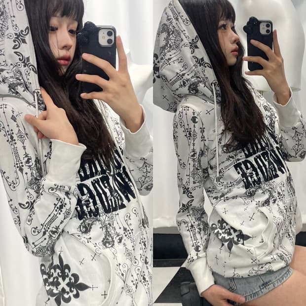 🎸화이트 레터링 디테일 후디🎸