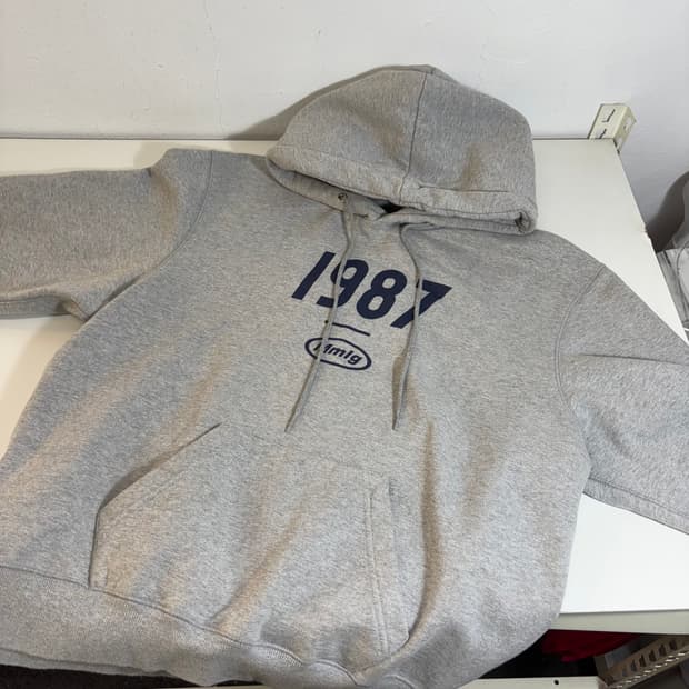 S MMLG 앰앰엘쥐 그레이 빅로고 스웻코튼 후드티