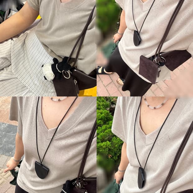 초코 다크 브라운 마뗑킴 스웨이드 소가죽 멀티 미니 파우치 미니숄더백 