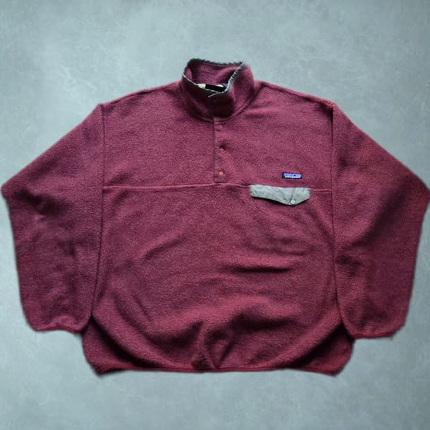 (XL)파타고니아 투톤 버건디 신칠라 플리스