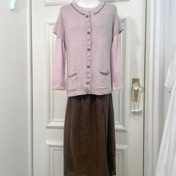 indi pink half mori knit top&pink basic 