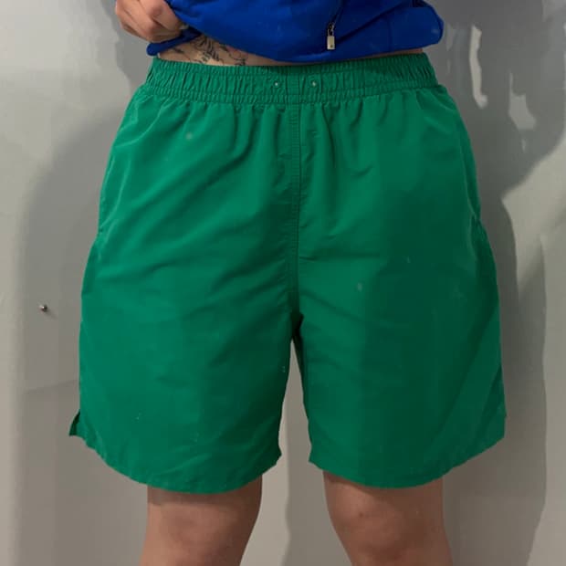 2 메종키츠네 폭스 헤드 패치 그린 스윔 쇼츠 반바지