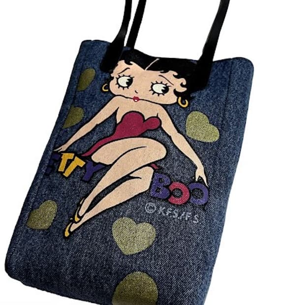 Bettyboop 업사이클 가죽 손잡이 미니백