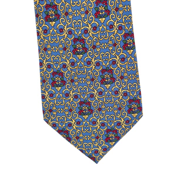 90s 프랑스 니나리치 실크 꽃바구니 넥타이