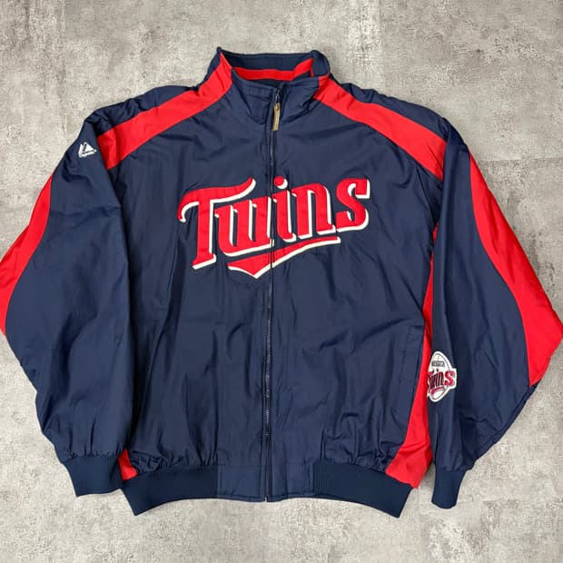 90s 마제스틱 미네소타 트윈스 야구 점퍼 네이비/레드