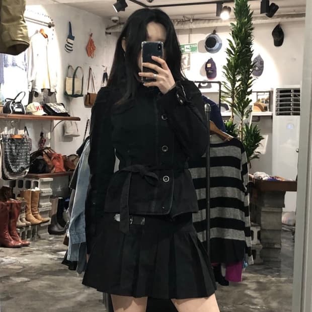 [1128]Diesel black belted jacket
