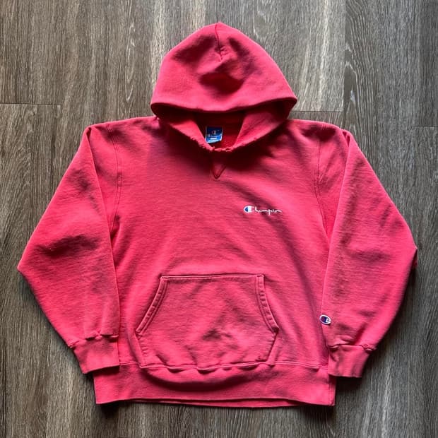 [L] 80s USA 챔피온 리버스위브 후드 썬페이드 레드