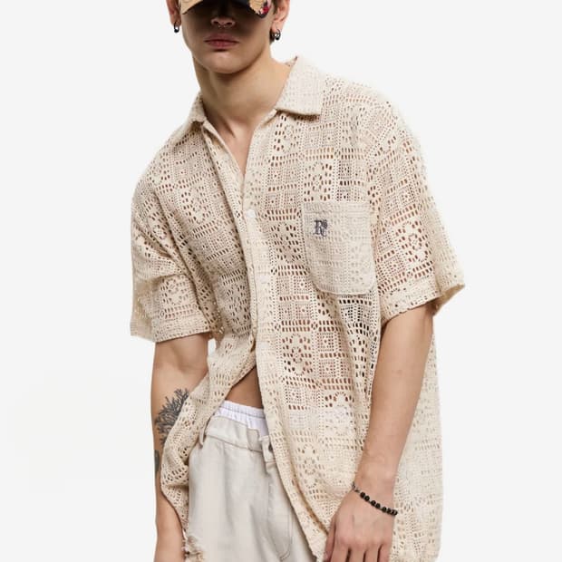 🫦BEADS STRING KNIT HALF SHIRT 