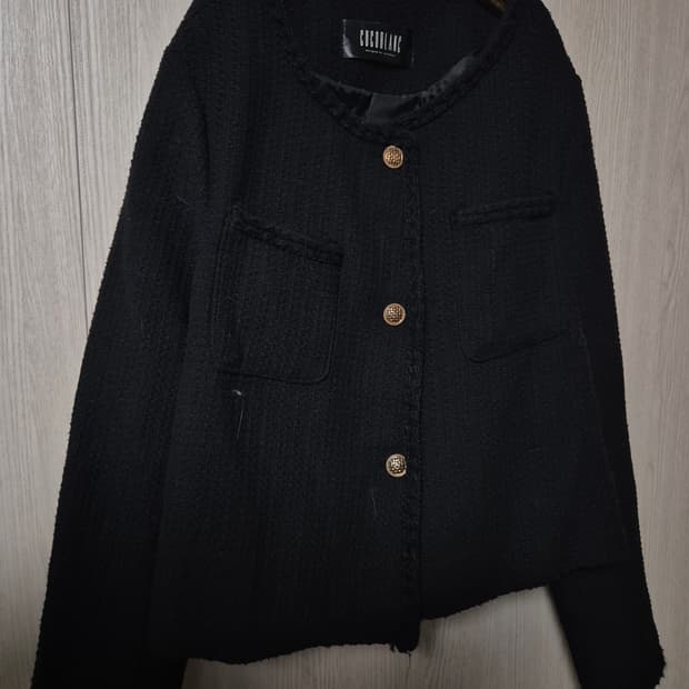 COCOBLANC 블랙 트위드 자켓