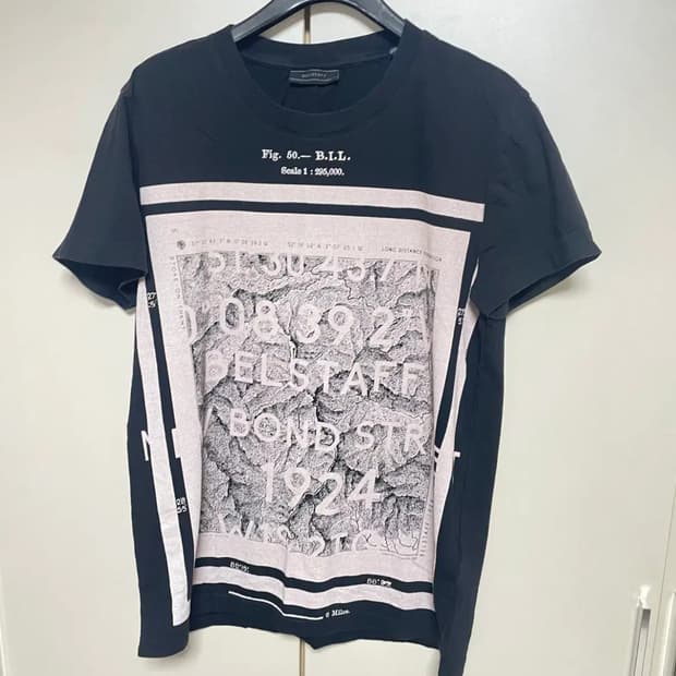 벨스타프 남성 프린팅 반팔 티셔츠 블랙 S