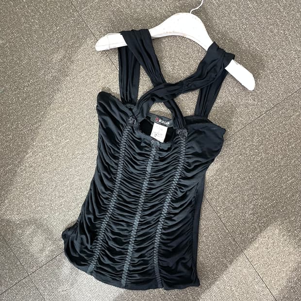 MORGAN shirring ribbon top