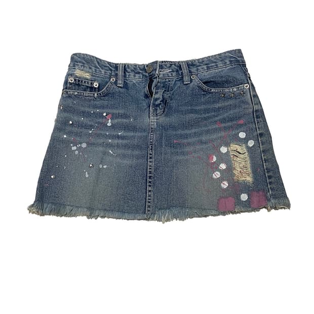 vintage cubic denim mini skirt
