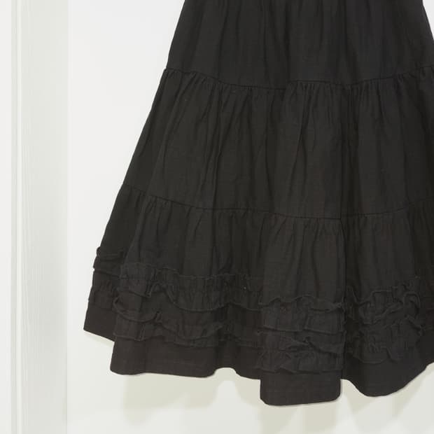 프릴 플레어 a라인 미디스커트