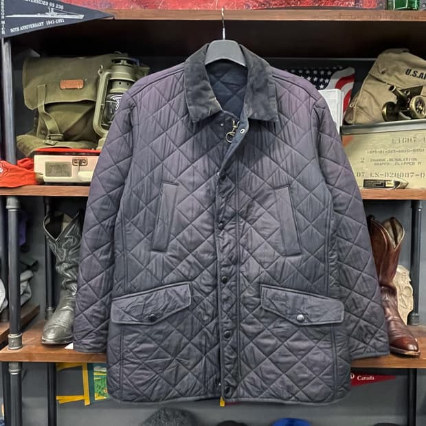 바버 코듀로이 넥 누빔 안감 투웨이 집업 퀼팅 자켓 인터네셔널