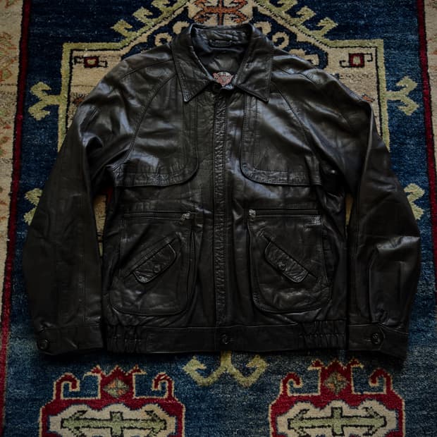 Coverage 7pocket Black Leather Jacket