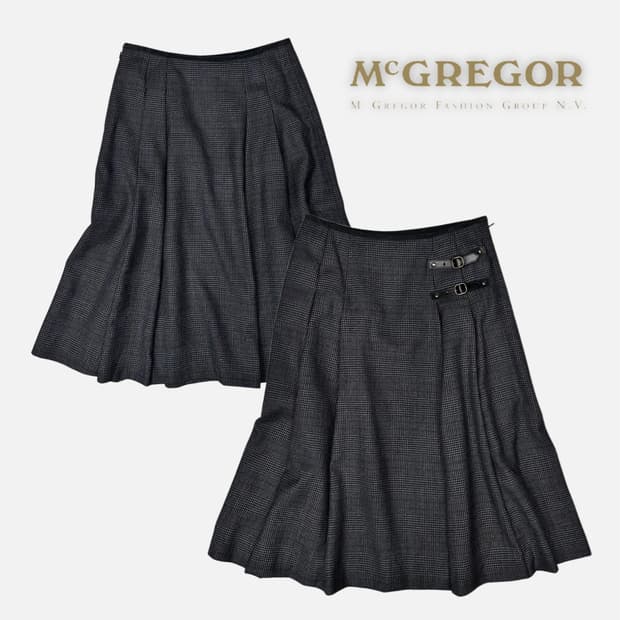 strap wool pleats skirt