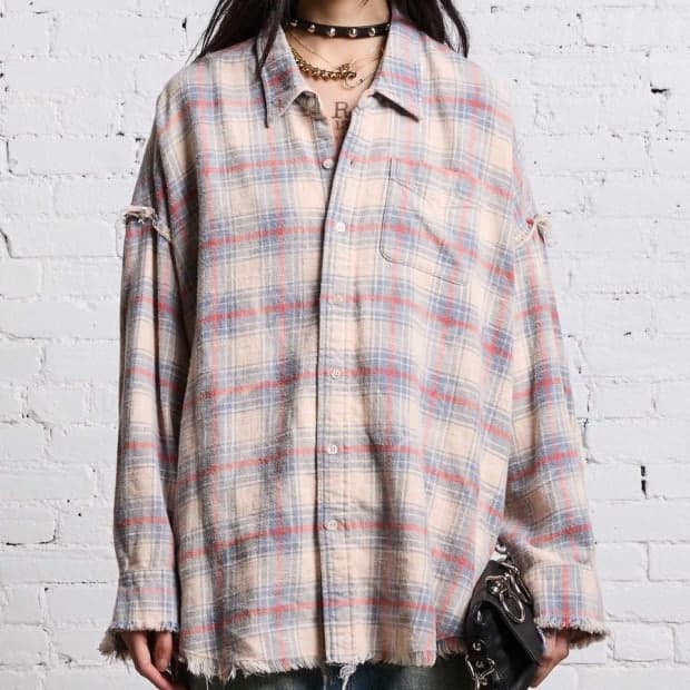 [구매] r13 / 슈레드 심 드랍 셔츠 s, m